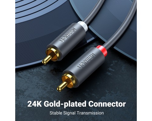 Аудіокабель UGREEN AV104, 2RCA Male to 2RCA Male, ABS, 5m Black (UGR-10520)