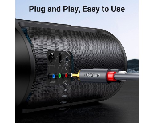 Аудіокабель UGREEN AV104, 2RCA Male to 2RCA Male, ABS, 5m Black (UGR-10520)