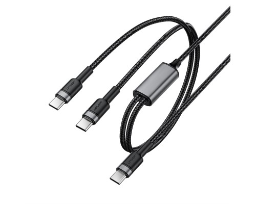 Кабель ACEFAST C22-02 USB-C to 2*USB-C 100W aluminum alloy charging data cable Black (6974316285120)