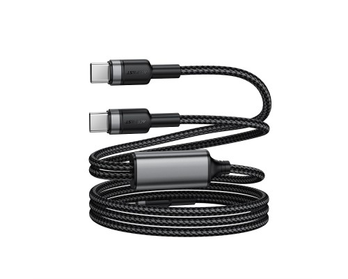Кабель ACEFAST C22-02 USB-C to 2*USB-C 100W aluminum alloy charging data cable Black (6974316285120)