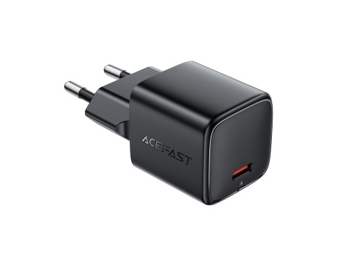 Мережевий зарядний пристрій ACEFAST A117 PD20W mini GaN USB-C fast charger Black (6974316284987)