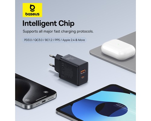 Мережевий зарядний пристрій Baseus Cube Fast Charger C+U 30W EU Cluster Black (P10111404113-00)