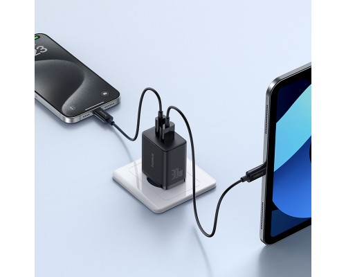 Мережевий зарядний пристрій Baseus Cube Fast Charger C+U 30W EU Cluster Black (P10111404113-00)