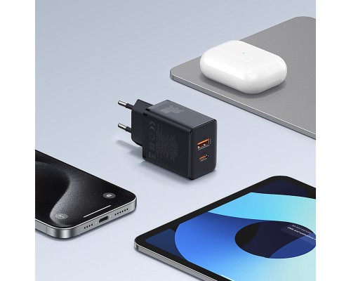Мережевий зарядний пристрій Baseus Cube Fast Charger C+U 30W EU Cluster Black (P10111404113-00)