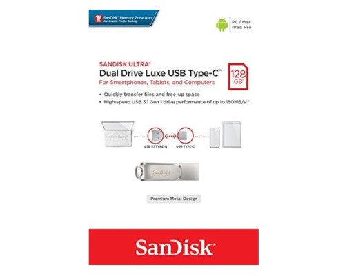Флеш-накопичувач SanDisk USB 3.1 Ultra Dual Luxe Type-C 128Gb (150 Mb/s) (SDDDC4-128G-G46)