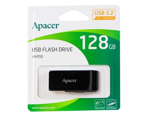 Флеш-накопичувач Apacer USB 3.2 Gen 1 AH350 128Gb Black (AP128GAH350B-1)