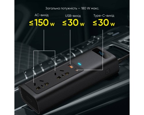 Автомобільний інвертор Baseus In-car Inverter 150W (220V CN/EU) Black (CRNBQ-A01)