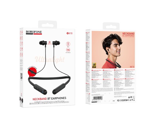 Бездротові спортивні навушники BOROFONE BE72 Sun neck hanging BT earphones Black (6941991124518)