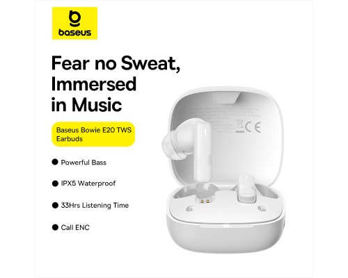 Бездротові навушники Baseus Bowie E20 True Wireless Earphones Stellar White (A00069700223-00)