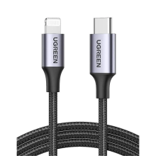 Кабель UGREEN US304 USB-C to Lightning M/M Cable Aluminum Shell Braided 2m (Black) (UGR-60761) (UGR-60761)