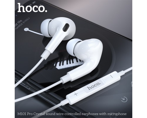 Навушники HOCO M101 Pro Crystal sound wire-controlled earphones with microphone White (6931474782380)