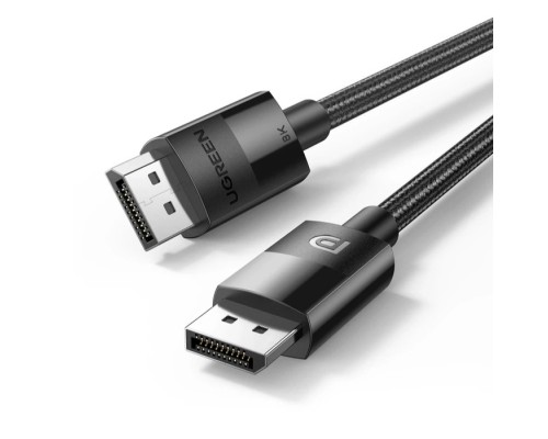Кабель UGREEN DP114 DP Male to Male DP1.4 8K Round Cable ABS Shell Braid 1.5m (Black) (UGR-80391) (UGR-80391)
