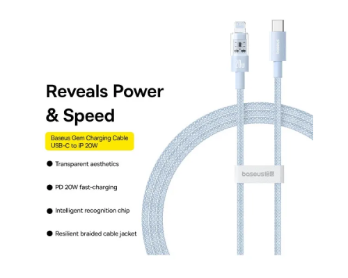 Кабель Baseus Gem Fast-Charging Data Cable USB-C to iP 20W 1m Galaxy Blue (P10373001311-00)