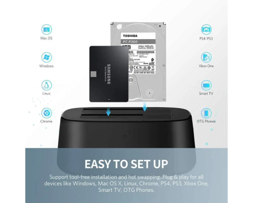 Док-станція UGREEN CM198 USB 3.0 to SATA Dual-Bay Hard Drive Duplicator/Cloner EU (UGR-50857) (UGR-50857)