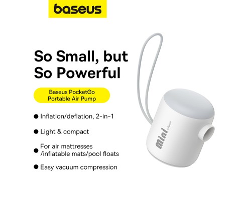 Портативний насос для матраців Baseus PocketGo Portable Air Pump Stellar White (C11157700221-00)