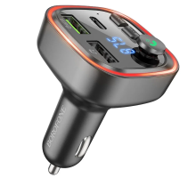 АЗП з FM-модулятором BOROFONE BC48 Broad QC3.0 car BT FM transmitter 18W Black (6941991104039)