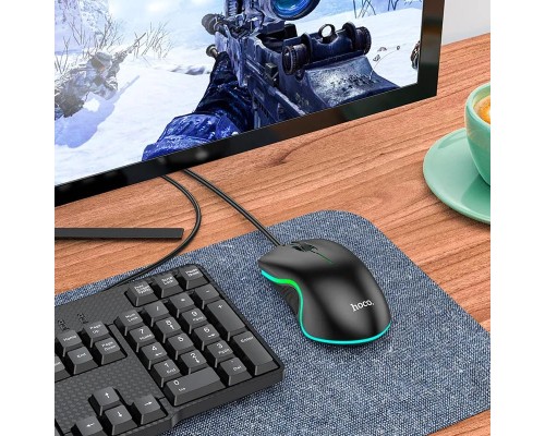 Миша HOCO GM19 Enjoy gaming luminous wired mouse Black (6931474784131)