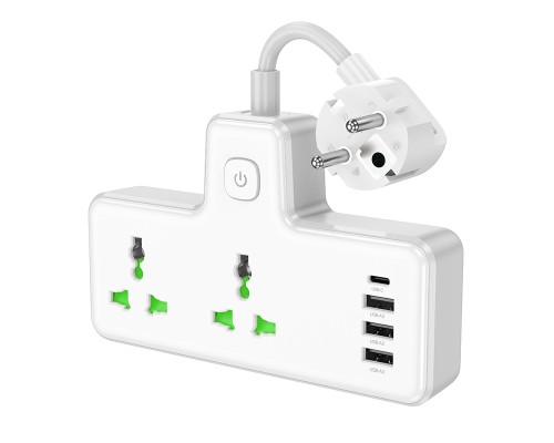 Мережевий подовжувач HOCO  AC11A Voyage 2-position expansion socket(1C3A) (8.5 cm) White (6942007607063)