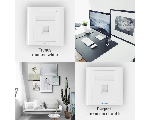 Мережева розетка Vention 1 Port keystone Jack Wall Plate White 86 Type (IFAW0) (IFAW0)
