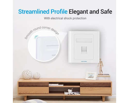 Мережева розетка Vention 1 Port keystone Jack Wall Plate White 86 Type (IFAW0) (IFAW0)