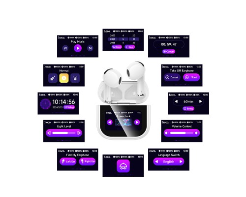 Бездротові навушники TWS HOCO EW82 Sparkle, touch screen, White (6942007646529)