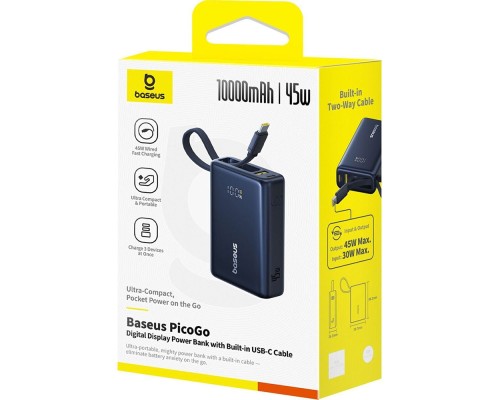 Зовнішній акумулятор Baseus PicoGo Digital Display Power Bank 10000mAh 45W Cosmic Black (P10076803123-00)