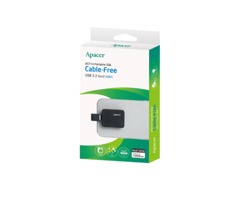 Портативний SSD Apacer AS714 1TB USB 3.2 Gen.2 Read/Write 1000MB/s Black (AP1TBAS714B-1)