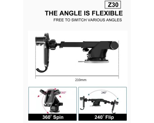 Автотримач для телефона з БЗП WUW-Z30 Black (6972573336265)