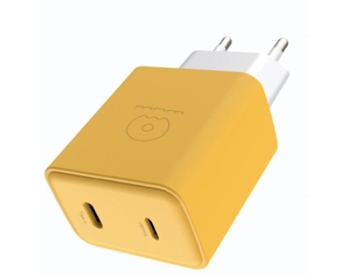 Мережевий зарядний пристрій WUW-C189 PD 20W Charger USB C + USB C yellow white (C189YW)