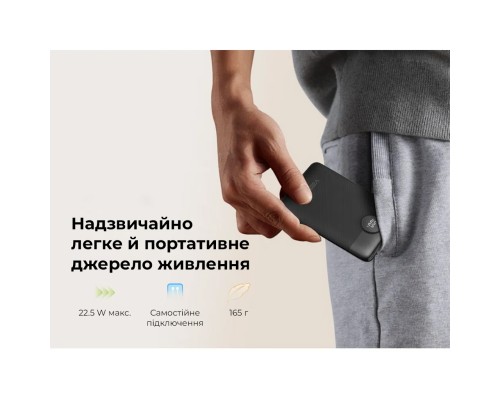 Зовнішній акумулятор VEGER 10000 mAh with built-in cables Type C / Lightning PD QC3.0 2A 22,5W C11 (W1170) black (VG-W1170)