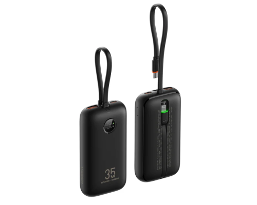 Зовнішній акумулятор VEGER 10000 mAh with built-in cables Type C / Lightning PD QC3.0 35W K1 (W1188) black (VG-W1188)