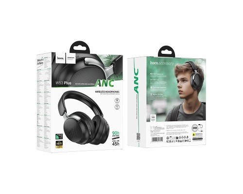 Бездротові накладні навушники HOCO W53 Plus Tone ANC BT headphones Classic Black (6942007646604)
