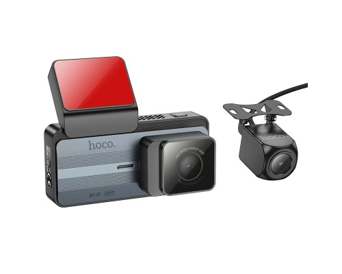 Відеореєстратор HOCO DV12 driving recorder 2K display GPS(with rear camera) Silvery Gray (6942007640176)