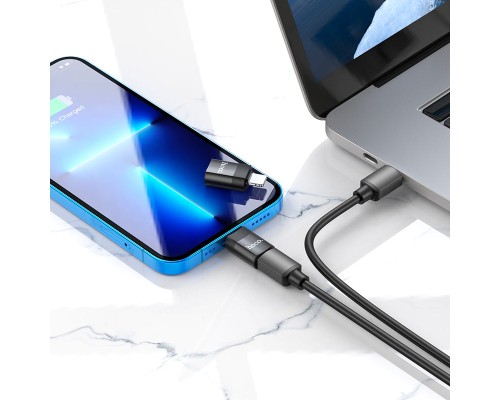 Адаптер HOCO UA17 iP Male to Type-C female USB2.0 adapter Black (6931474761996)