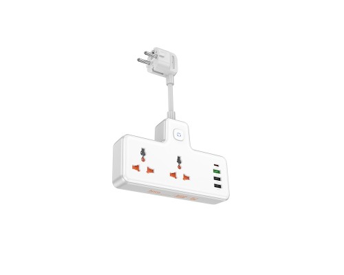 Мережевий подовжувач HOCO  AC12A Reise 2-position expansion socket(PD30W/1C3A) (8.5 cm) White (6942007607100)