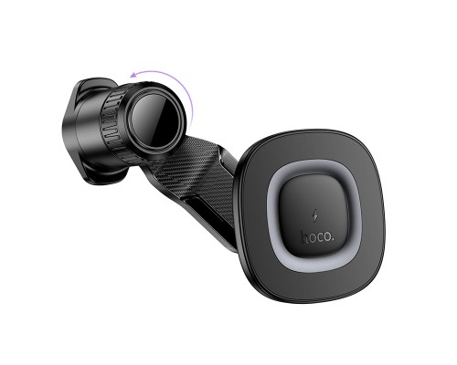 Автотримач для телефона з БЗП HOCO HW30 Crown magnetic wireless charging car holder (air outlet) Black Metal Gray (6942007646925)