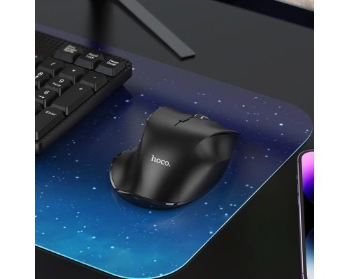 Маніпулятор миша HOCO GM24 Mystic six-button dual-mode business wireless mouse Black (6931474799432)