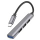 USB-хаб HOCO HB26 4 in 1 adapter(Type-C to USB3.0+USB2.0*3) Metal Gray (6931474765482)