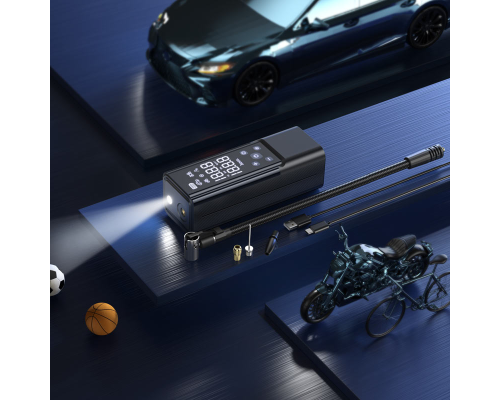 Автомобільний насос HOCO ZP7 Maddy portable smart air pump(5000mAh) Black (6942007614511)