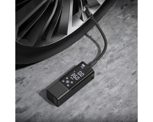 Автомобільний насос HOCO ZP7 Maddy portable smart air pump(5000mAh) Black (6942007614511)