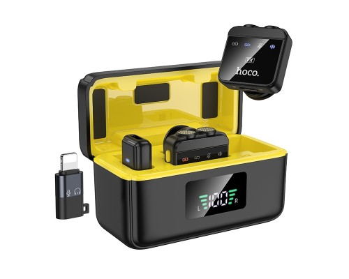 Бездротова мікрофонна система HOCO L17 magnetic dual-mic (iP/Type-C) Black (6942007645997)