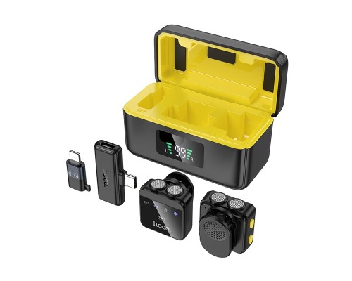 Бездротова мікрофонна система HOCO L17 magnetic dual-mic (iP/Type-C) Black (6942007645997)