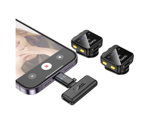 Бездротова мікрофонна система HOCO L17 magnetic dual-mic (iP/Type-C) Black (6942007645997)