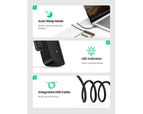 Зовнішня кишеня для накопичувача UGREEN CM321 USB-A to 2.5-Inch SATA Converter 50cm (UGR-70609) (UGR-70609)