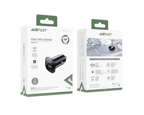 Автомобільний зарядний пристрій ACEFAST B1 mini 38W(USB-C+USB-A) dual-port metal car charger (6974316280330)