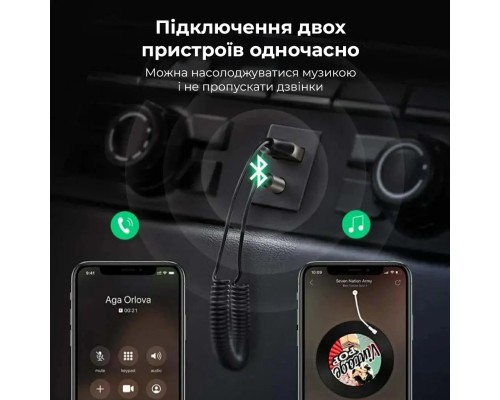 Bluetooth-ресивер UGREEN CM309 Bluetooth Car Receiver Aux with Mic Space Gray (UGR-70601) 