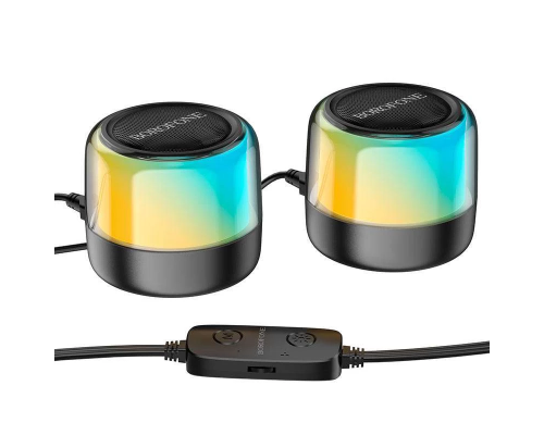 Портативна колонка BOROFONE BP12 Colorful BT wired 2-in-1 computer speaker Black (6974443387179)