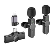 Бездротова мікрофонна система BOROFONE BFK12 Trophy lavalier dual-mic (iP/Type-C) Black (6941991106408)