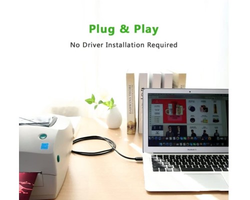 Кабель UGREEN US210 USB 3.0 AM to BM Print Cable 2m (Black）(UGR-10372) (UGR-10372)