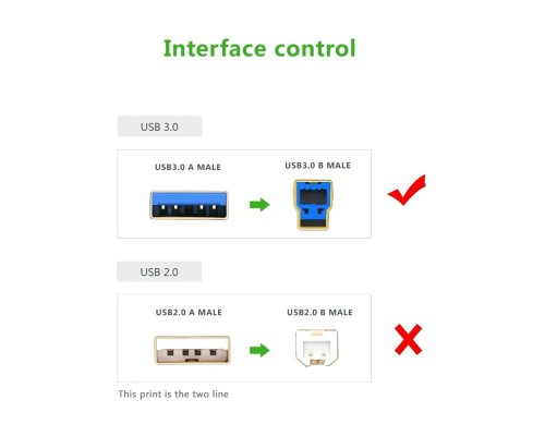 Кабель UGREEN US210 USB 3.0 AM to BM Print Cable 2m (Black）(UGR-10372) (UGR-10372)
